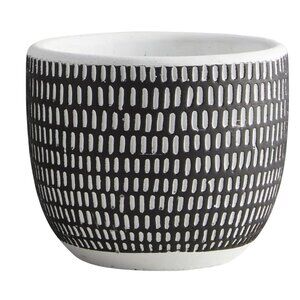47th & Main Cement Planter Pot, 4.1" Tall, Black Vertical Stripes
